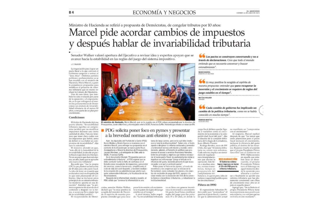 Marcel pide acordar cambios de impuestos y después hablar de invariabilidad tributaria