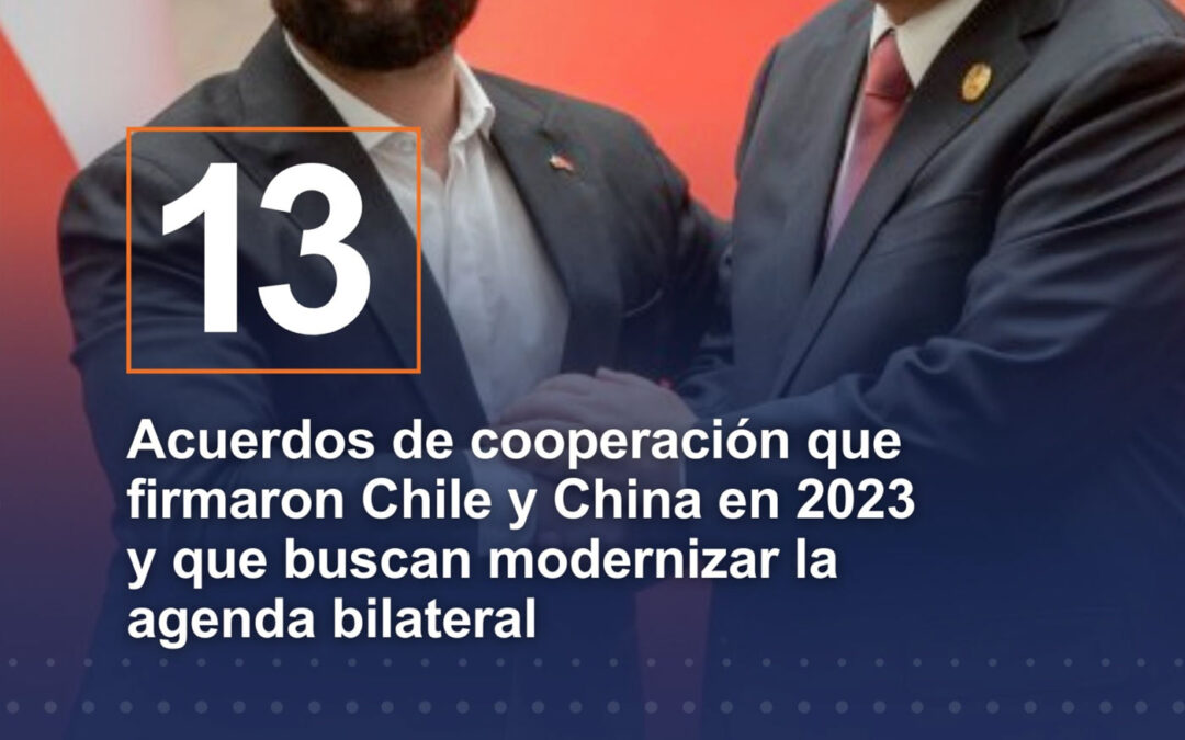 13 acuerdos que cooperación que firmaron China y Chile en 2023 y que buscan modernizar la agenda bilateral